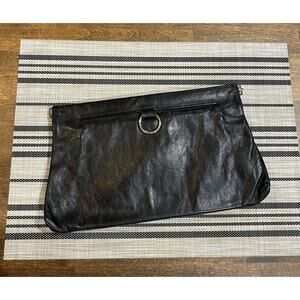 Daveys Black Leather Vintage Woman’s Clutch Purse